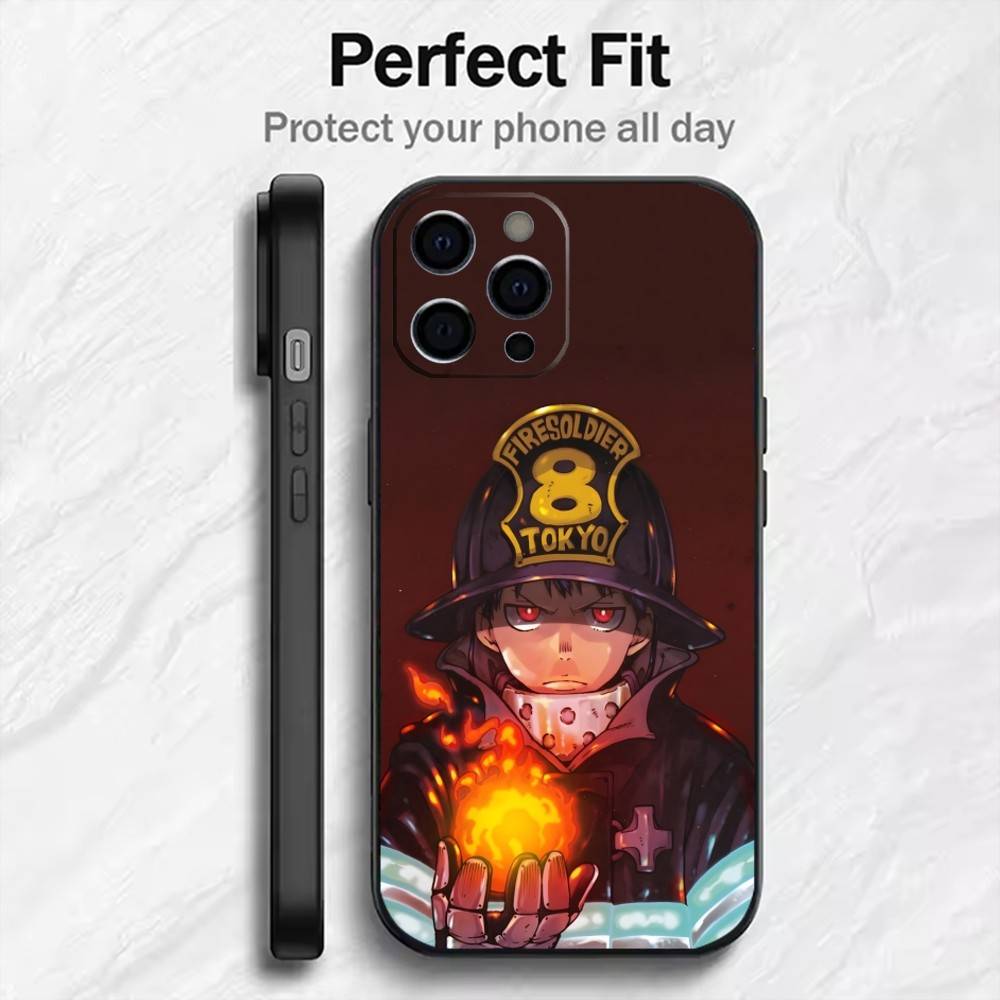 

FF Аниме S-SHINRA Пост-печать Чехол для телефона Для iPhone17,16,15,14,13,12 Plus,Max Мягкий силикон Черный чехол iPhone15