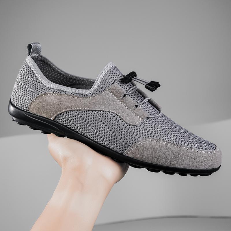 

Fashion Summer Men Comfort Flats Shoes Quality Patchwork Mesh Leather Shoes Leisure Man Outdoor Lightweight Breathable Cool Casual Shoes 47 серый