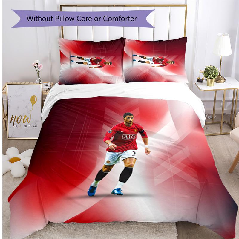 Set Lenzuola Stampate Cristiano Ronaldo 3 Pezzi Copriletto Accogliente Traspirante come Regalo per Inaugurazione Casa o Festa