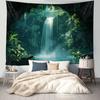 2D Enchanted Jungle Waterfall Wall Tapestry Deep Forest Background Cloth for Home