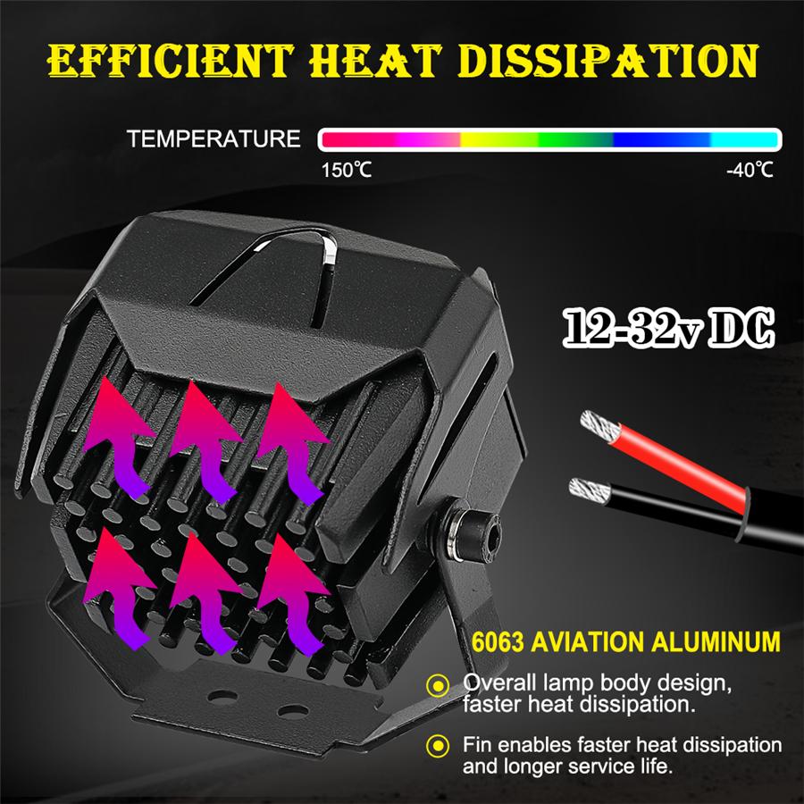 2Pcs 12D 3" 100W Led Motocycle Headlight 6000K 3000K LED Work Light Fog Lamp 12000LM for Moto Scooters ATV Car Truck 12V 24V