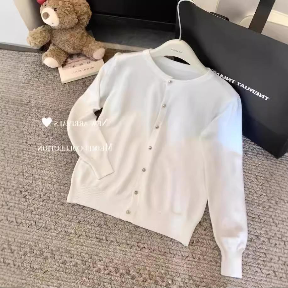 Versatile Round Neck Knit Cardigan Coat for Women - Early Autumn Loose & Slimming Design