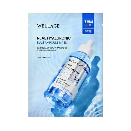 Moisture Glowing Adhesive Pack/1 Sheet WELLAGE Real Hyaluronic Blue Ampoule Mask 1 Sheet
