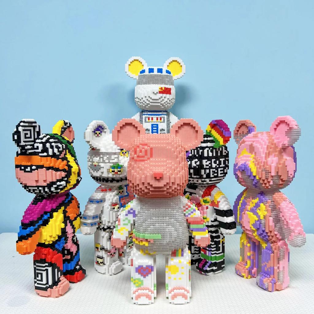 46cm Fluid Art Bear Building Blocks Kawaii Violent Bear Half Anatomy Bear Brick Figure Model Mini Bricks Toys for Birthday Gift