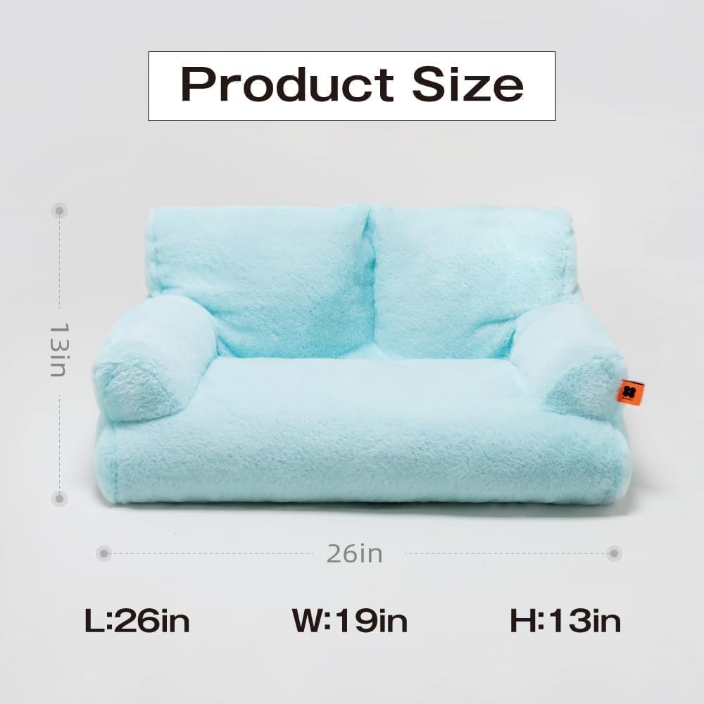 

Mewoofun Pet Couch Bed 26×19×13 Inch Washable Cat Beds for Medium Small Dogs Cat up to 25 lbs Fluffy Cat Couch Black White L светло-синий