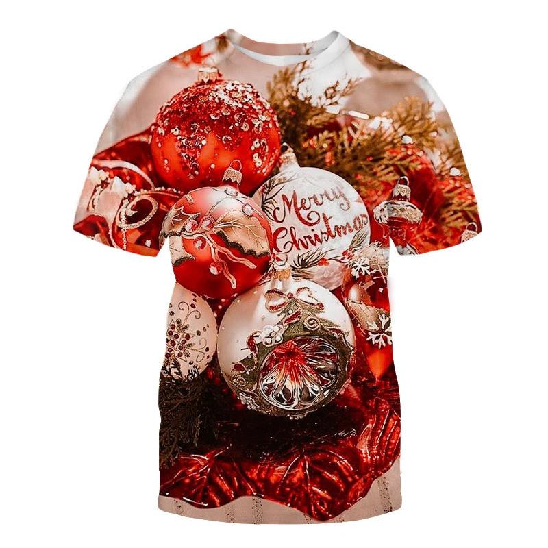Neutral Santa Claus 3D printed T-shirt men's casual short sleeved top T-shirt fun street wear fashionable fun Christmas T-shirt