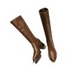 Fashion 2024 Chunk Leather Knee High Boots Women Pointer Toe Heels Shoes Woman Trend Chelsea Boots New Fad Pumps Mujer Snow  Botas