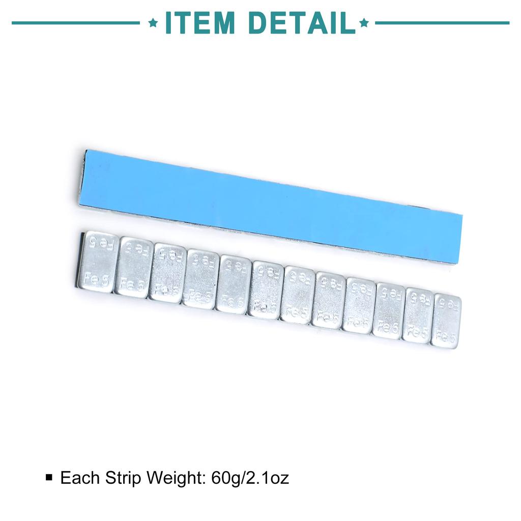 ACROPIX 2 Pcs Self Adhesive Wheel Balance Weight Strips for 140 x 19 mm 2.1oz Motorcycle Scooter Silver Tone