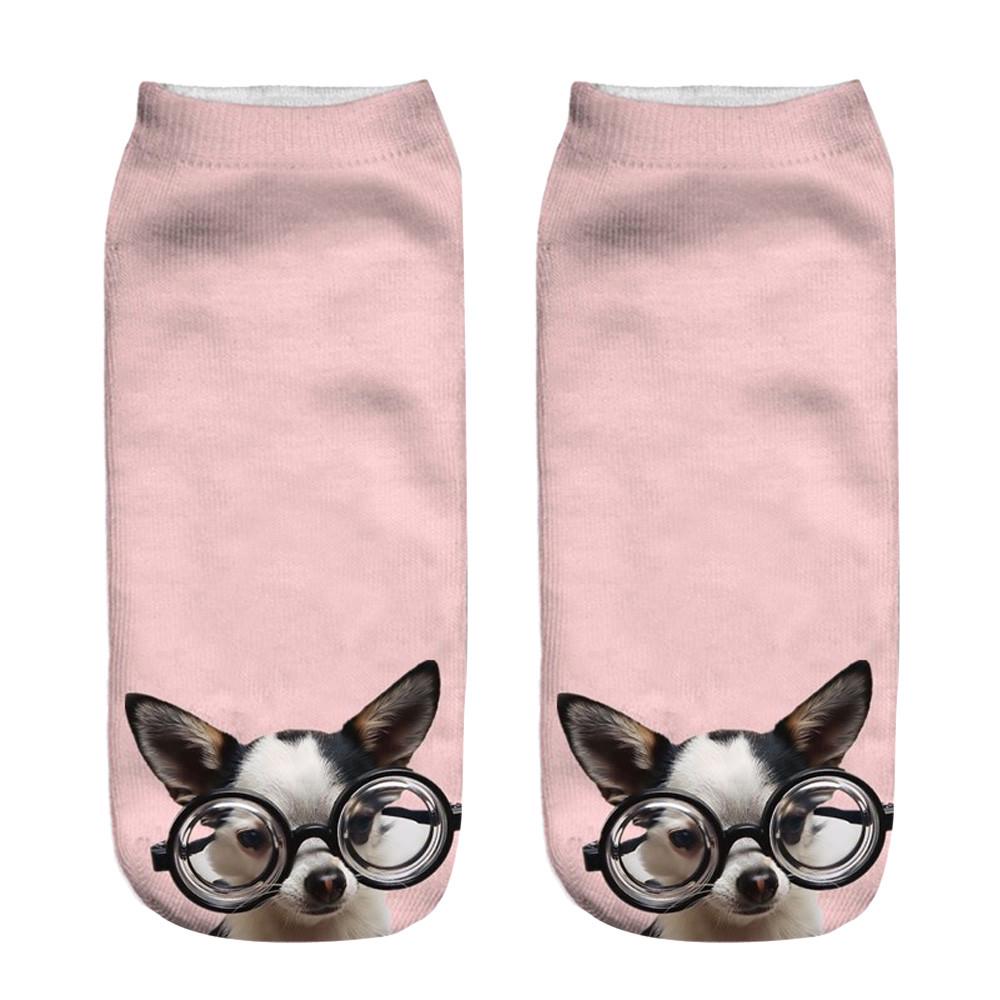 Popular Funny Unisex Short Socks 3D Dog Printed Anklet Socks Casual Socks