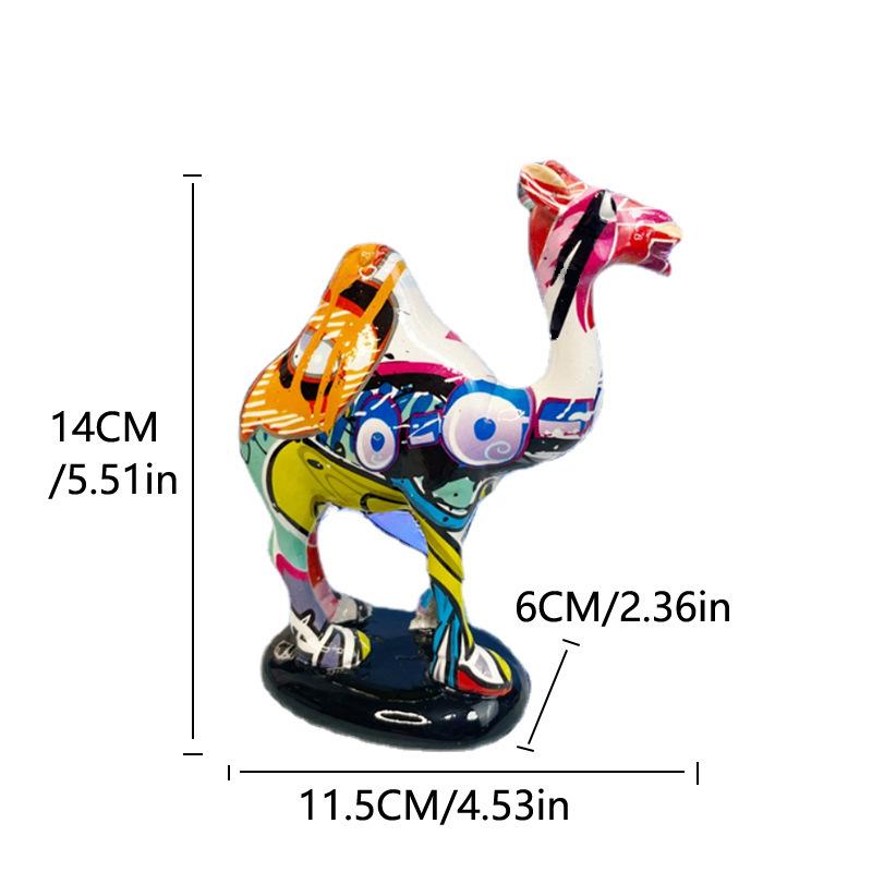 Colorful Camel Figurine Table Decor Graffiti Animal Statue Resin Sculpture Home Room Office Indoor Ornament Desk Accessories