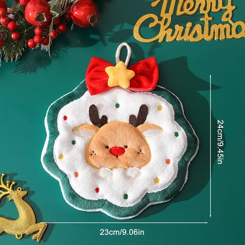 Christmas Towel Cute Christmas Atmosphere Practical Christmas Gift Comfortable Hand Towels Kitchen 4 Styles