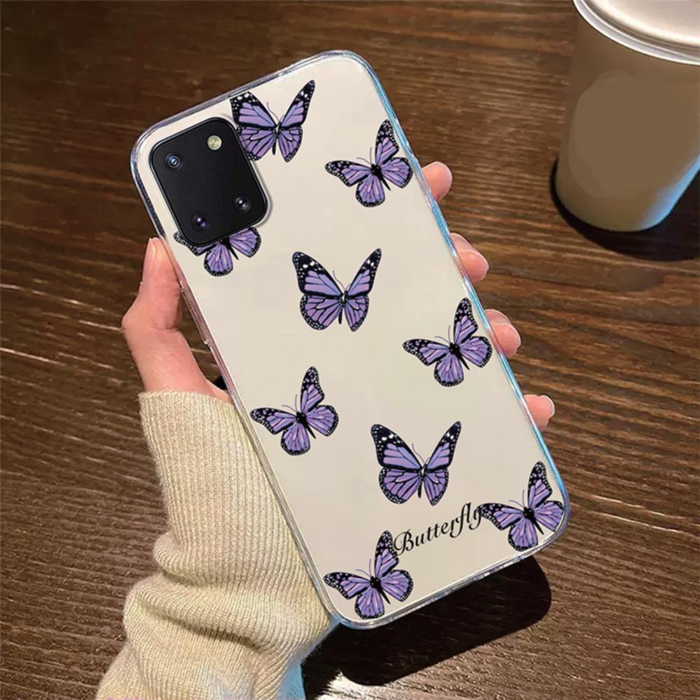 For Samsung Galaxy Note 10 Lite S10 S9 Plus S10e S9+ S10+ Flower Daisy Heart Leopard Phone Case Clear Transparent Couple Cover