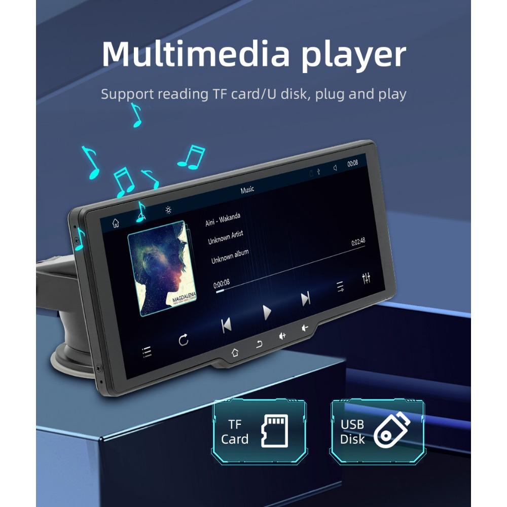 10.26 Inch Portable Wireless Carplay Screen HD Rear Reversing Camera Car Radio DVR MP5 Multimedia Video Player Android Auto