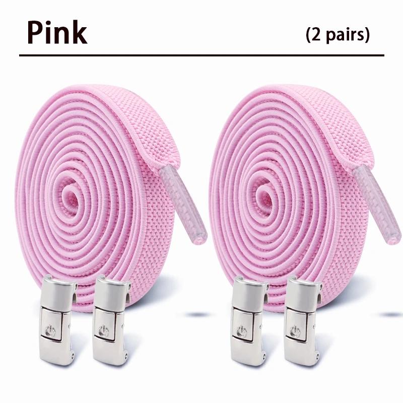 1/2Pair 8MM Flat No Tie Shoelaces Elastic Shoelace Metal Buckle Shoelaces Without Ties Sneakers Children Laces Shoe Accessories