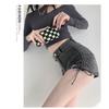 Drawstring Denim Shorts Women's Summer Design Sense High Waist Stretch Slimming Tight Wide Legs