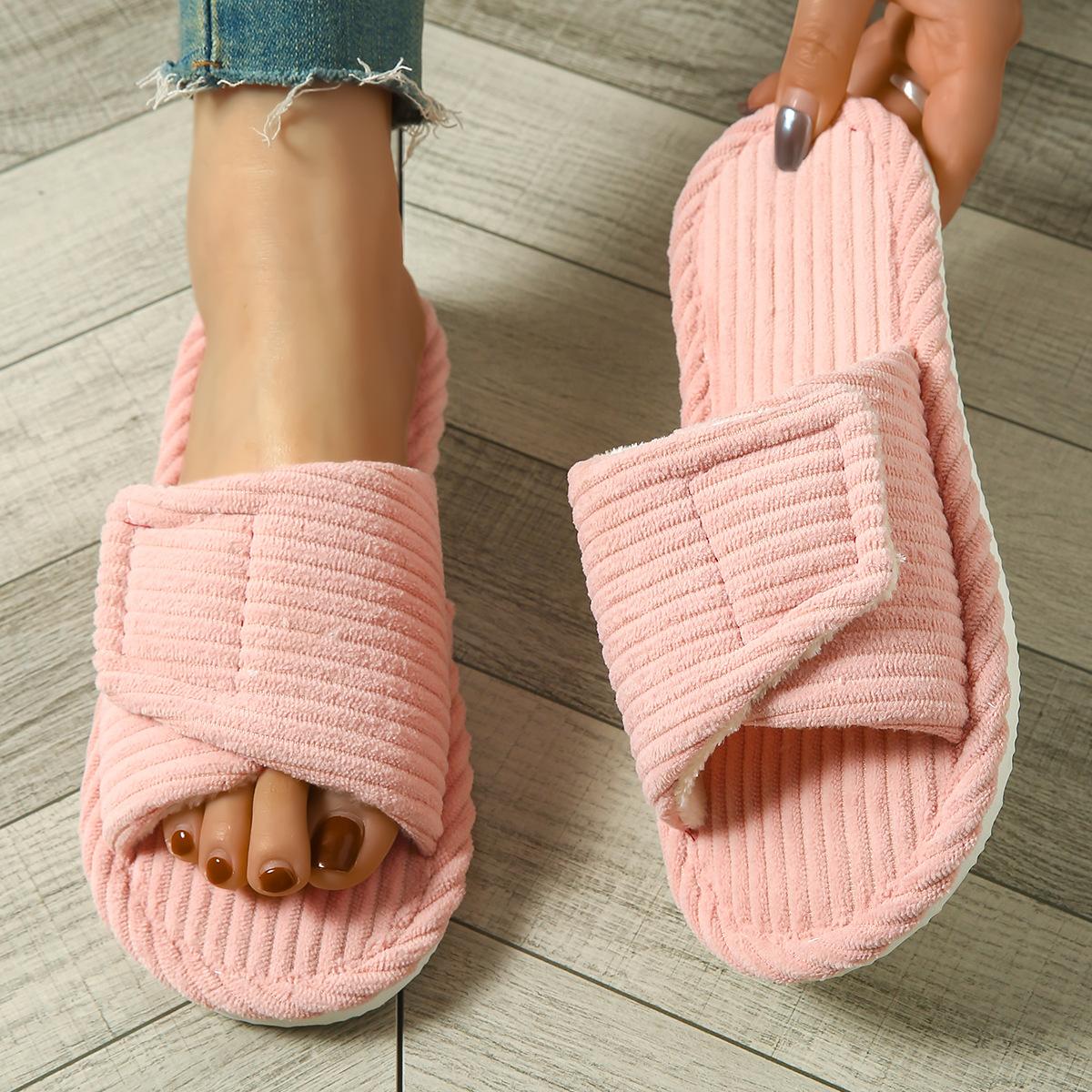 Household Indoor Velcro Cotton Slippers, Women s Warm Slippers, Plush Slippers 36-37