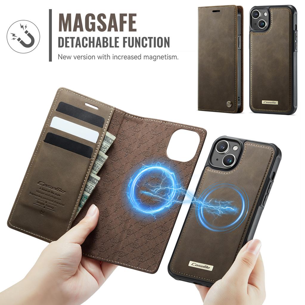 For iPhone 14 Case CASEME C49 Compatible with MagSafe RFID Blocking Detachable Wallet Leather Phone Cover