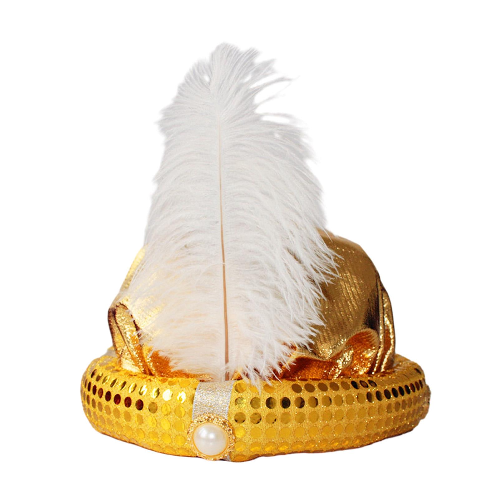 

Смешная шляпа в арабском стиле, шляпа с перьями, забавная сумасшедшая шляпа, аксессуар для костюма, карнавальные принадлежности для вечеринок, милая шляпа для взрослых золотой