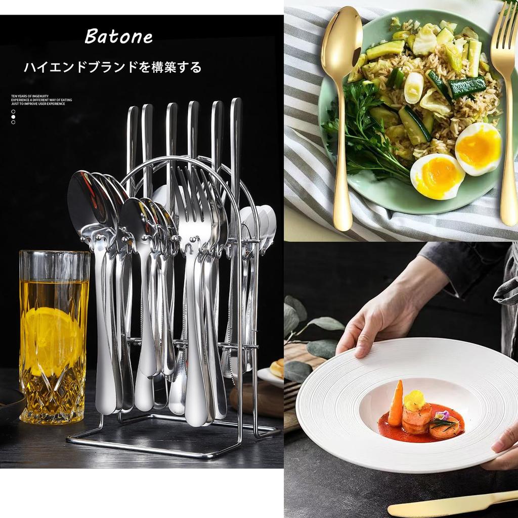 Batone Cutlery Nordic 24 Piece Cutlery Assortment Set for 6 Home Dishwasher Wedding Cutlery Set Japanese Food Safety Set, Style, Set, Set, Spoon,