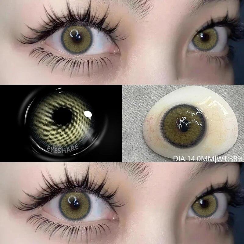 AMARA 1Pair Colored Contact Lenses for Eyes Brown Pupis OMG Series Gray Eye Lenses Yearly Fashion Lenses Cosmetic Eye Contacts