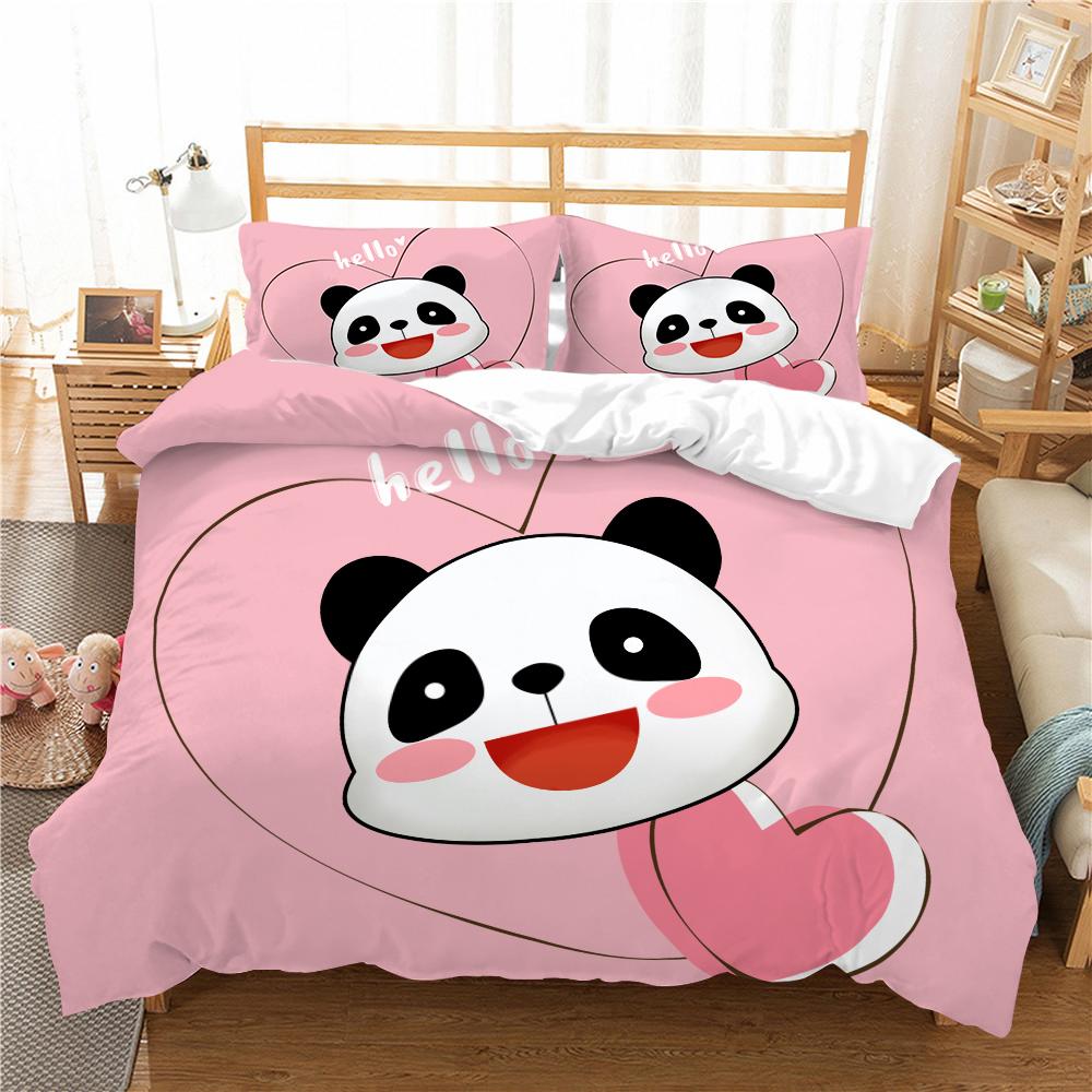 3D Panda potištěný povlak na polštář a povlak na přikrývku Sada ložního prádla pro domácnost Pohodlné ložní prádlo