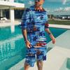 Men's Beach Set Hawaiian T-shirt Vacation Casual Beach Pants Suit Fashion Full Print Tshirt Set Top New Mens Tees Short Two Set