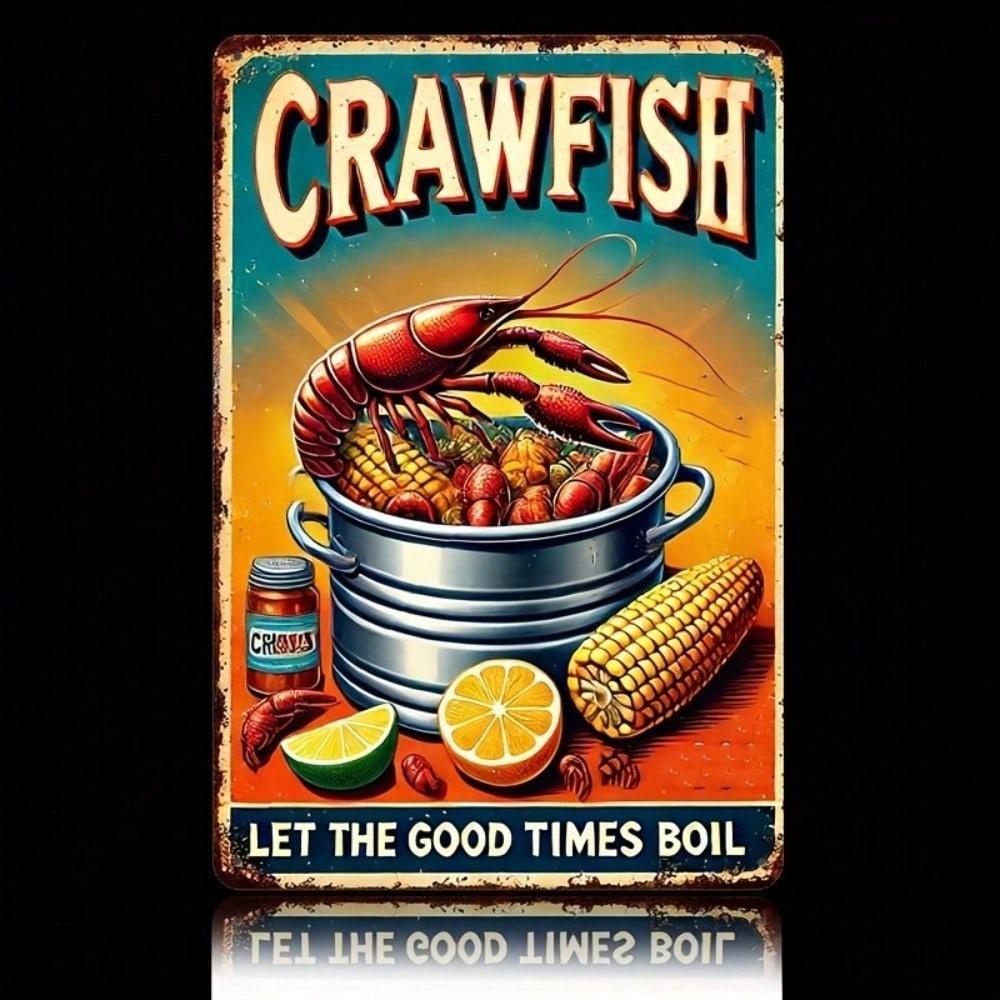 Texas Crawfish Boil Tin Sign 8x12 Inch Rustic Metal Wall Decor for Home Bar Kitchen Cafe Retro Art