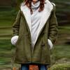 Femmes hiver grande taille solide Plus manteau de velours à manches longues corne boucle poche pardessus