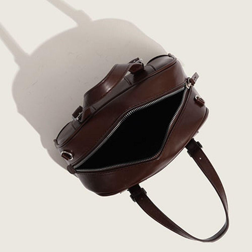 Shoulder Bag Retro Handbag PU Leather Boston Bag Elegant PU Bowling Bag  Girls/Female