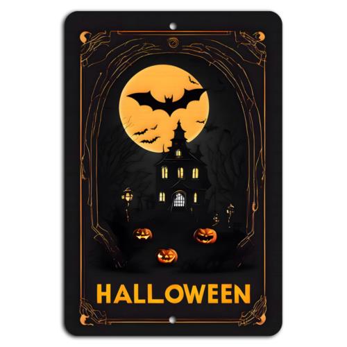 Spooky Halloween Night Haunted House and Moonlit ChillAluminumtin sign 20x30cm(7.8x11.8inch)