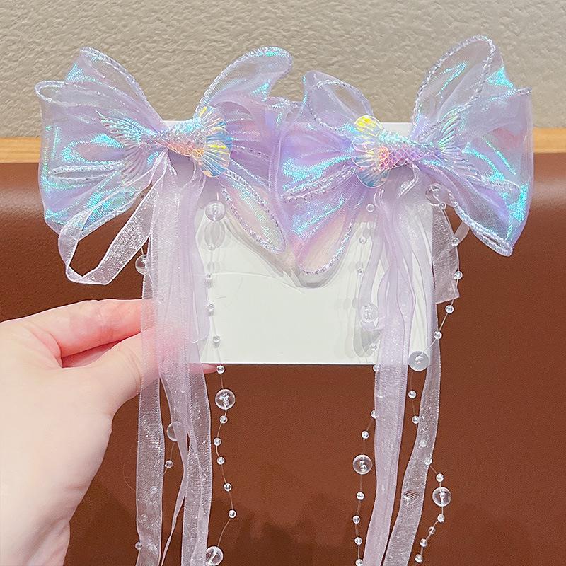 Rainbow Bow Braided Hair Clip for Girls - Cute Hair Accessory with Ribbon Hairpin