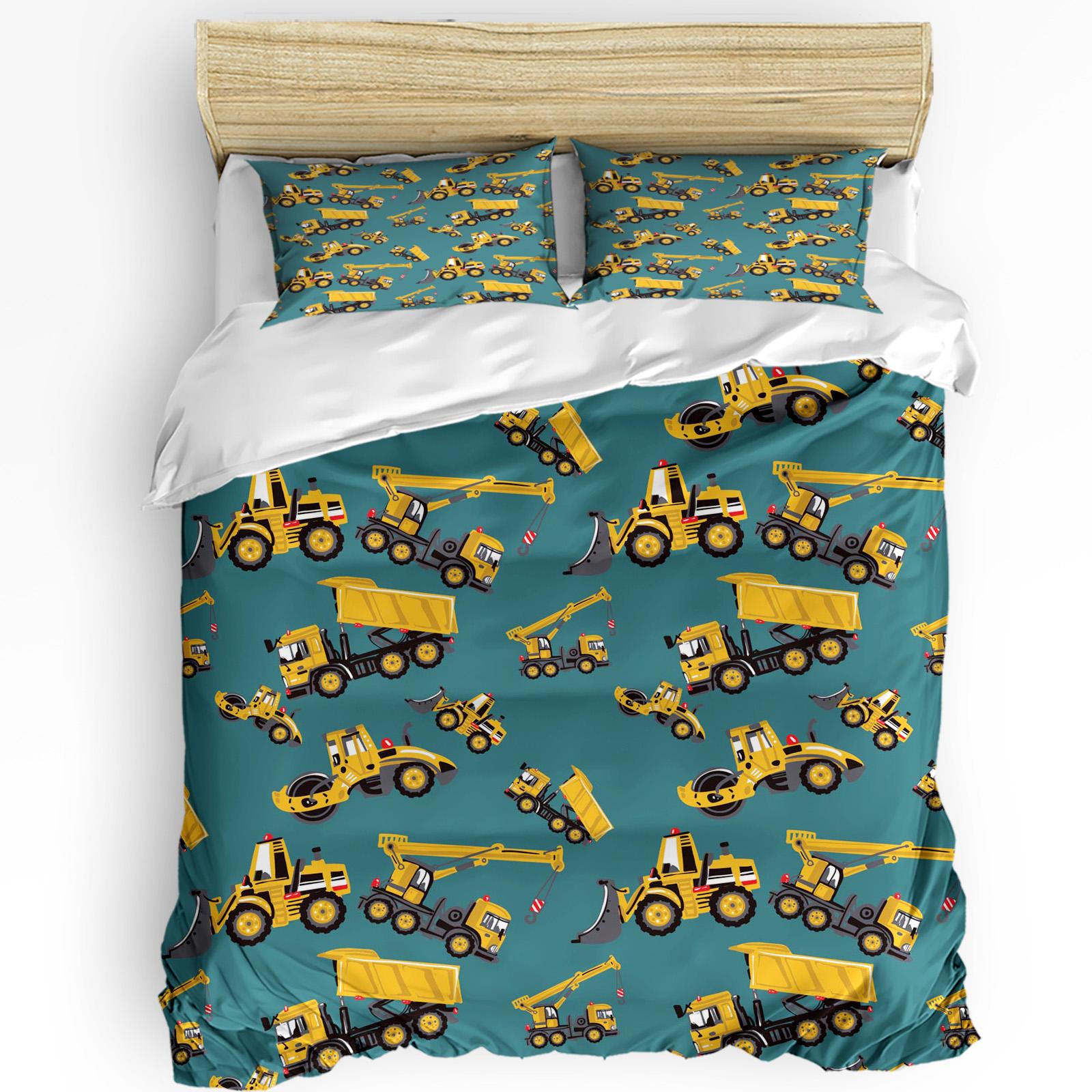 

Excavator Car Vehicle Road Sign 3pcs Bedding Set For Bedroom Double Bed Home Textile Duvet Cover Quilt Cover Pillowcase EU single(135x200cm)