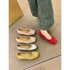 Small Silver Single Shoes Women's Shoes Spring and Autumn Platform Niche Bow Ballet Evening Ladyshoes