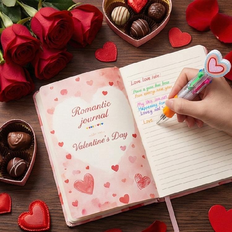 12Pcs Heart Shape Multicolored Pen 4-Color-in-1 Ballpoint Pen for Daily Note Taking Drawing and Classroom Exchange Gift