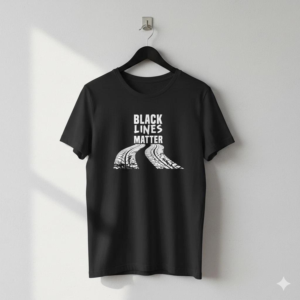 Unisex Adult Casual Graphic Lines Matter T-Shirt Graphic Tire Track... XXXL