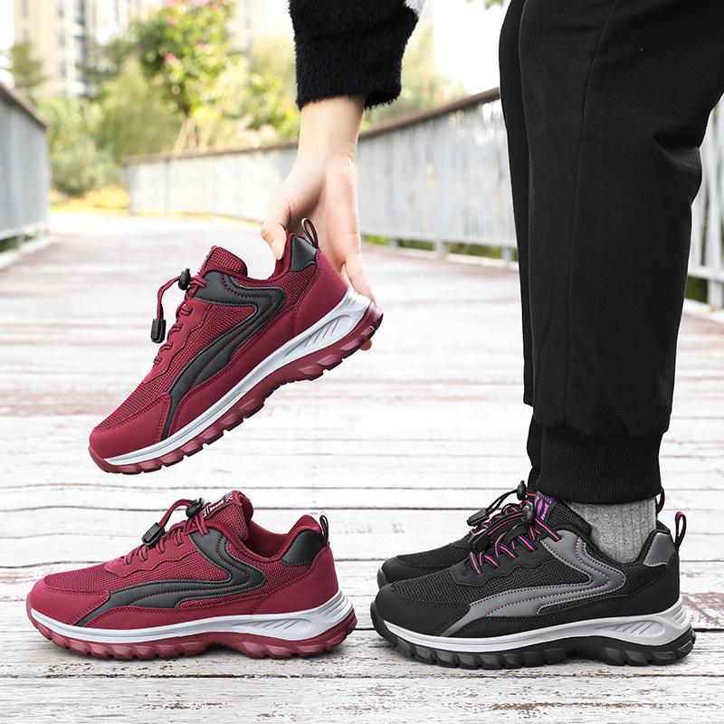 Sapatos de Caminhada Confortáveis de Sola Macia para Senhoras - Tamanhos Grandes para Casais de Meia-Idade e Idosos