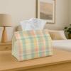1pc Vintage Beige Plaid Tissue Box Holder And Dispenser - Soft Check Pattern Multifunctional Tissue Storage Organizer, Decorative Cover for Kitchen, L