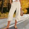 Women’s Wide Leg Cropped Pants with Drawstring Waist Relaxed Fit Lightweight Soft Fabric Casual Style