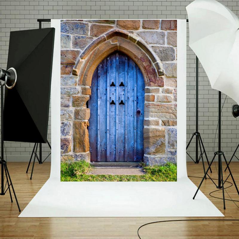 8x6FT/5x7FT Wooden Door Photo Vinyl Background Cloth Studio Background Decoration