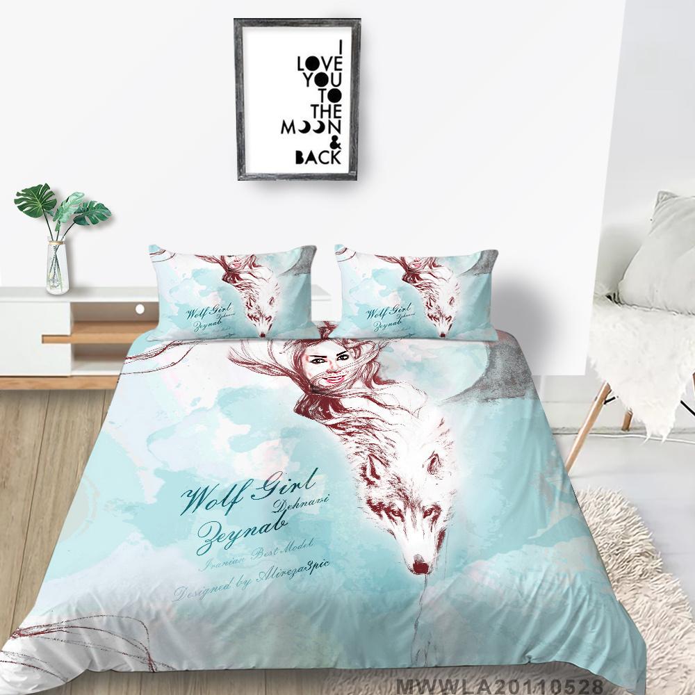 2023 New Style King Size Bedding Animals Home Bedclothes High Quality 3D Wolf Printed Luxury Comforter Cover Set with Pillowcase