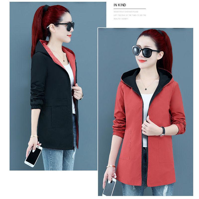 

Женская весенне-осенняя свободная двусторонняя бейсбольная форма без принта средней длины, куртка с капюшоном больших размеров, куртка 5XL