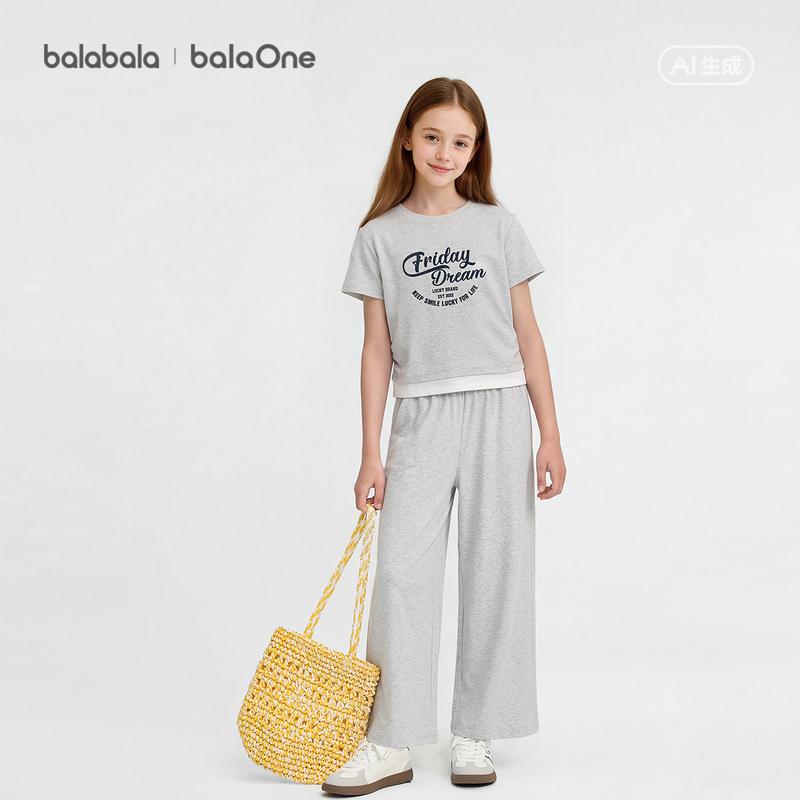 Balabala Girls' Short Sleeve Set