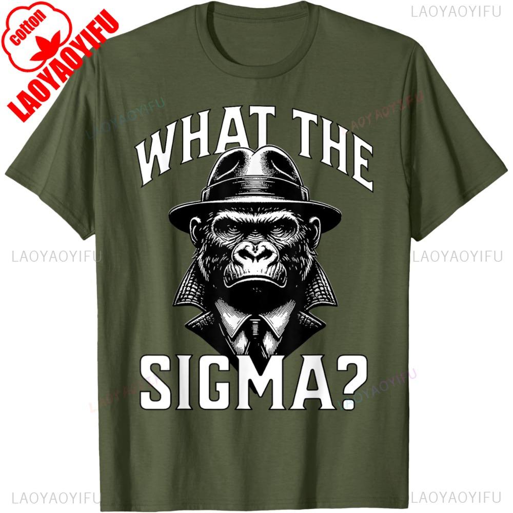 WHAT THE SIGMA TShirt Gentleman Gorilla Graphic Printed Tshirt Men Funny Summer Casual Daily Life Crewneck Cotton Short Sleeve