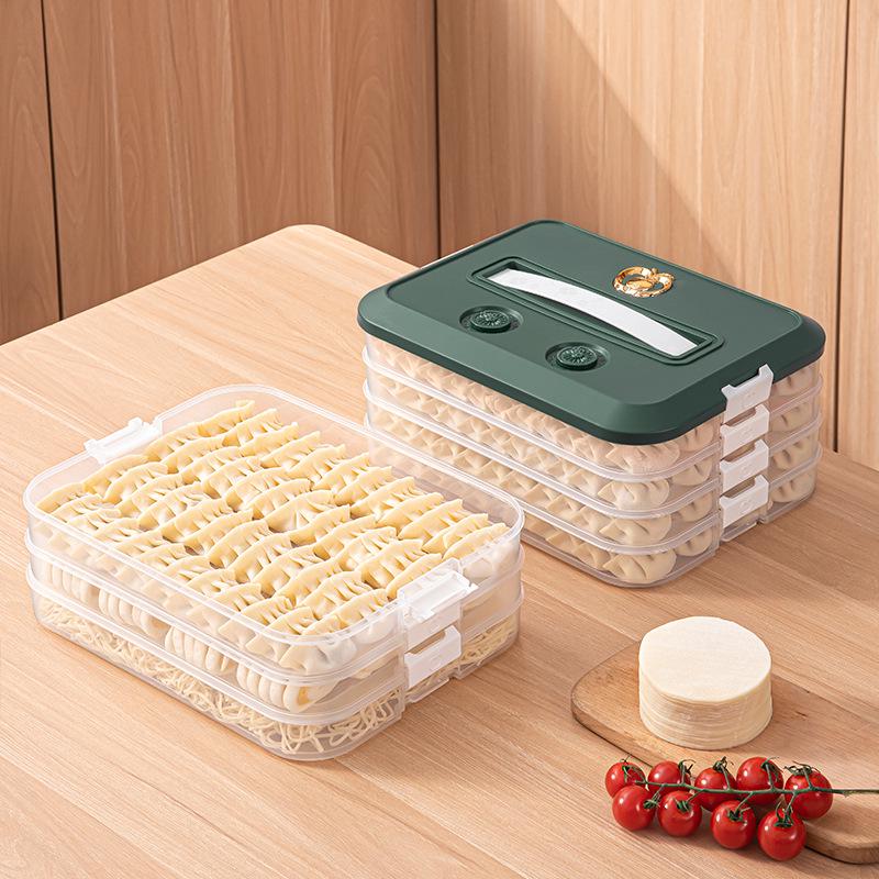 Large Capacity Multi-layer Handheld Transparent Plastic Food Storage Box for Dumplings
