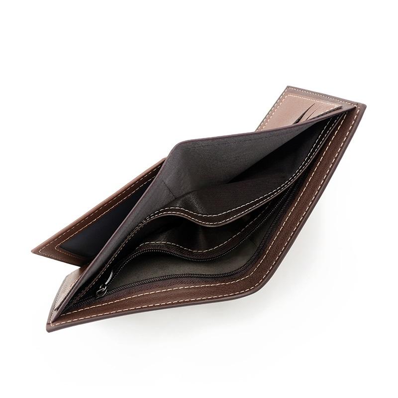 New Men's Business Wallet Classic Spliced Zipper Multi Card Short Wallet Large Capacity Card Bag Zero Wallet