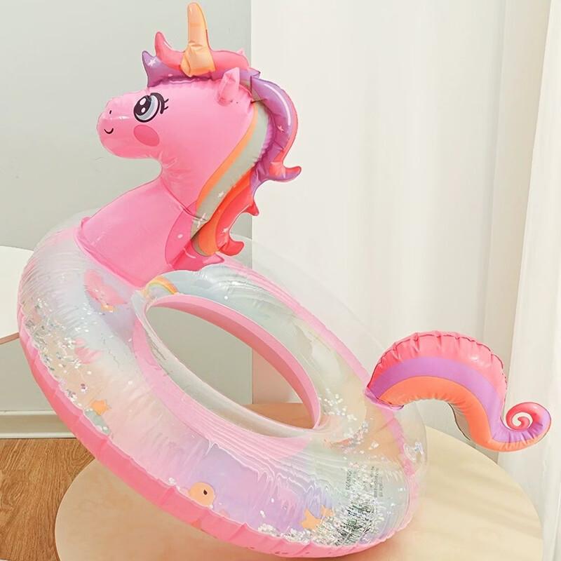 Glitter Rainbow Unicorn Inflatable Swim Ring Seat