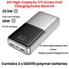 Draagbare Powerbank Doe-het-zelf Kit 22,5W Tweerichtings Snel Opladen Powerbank Moederbord TFT Kleurenscherm Batterijhouder Batterijbehuizing