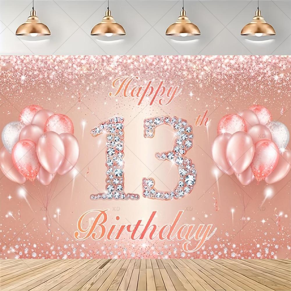 Party decorations for a 13th birthday, official backdrop for a teenager, black and purple balloon background, photo banner for...4527