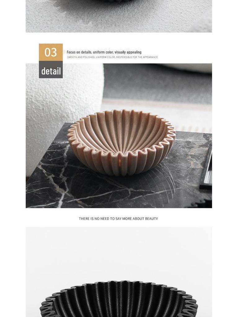 Nordic Style Grooved Ruffled Fruit Bowl Ornament - Creative Art Display for Model Room Decoration