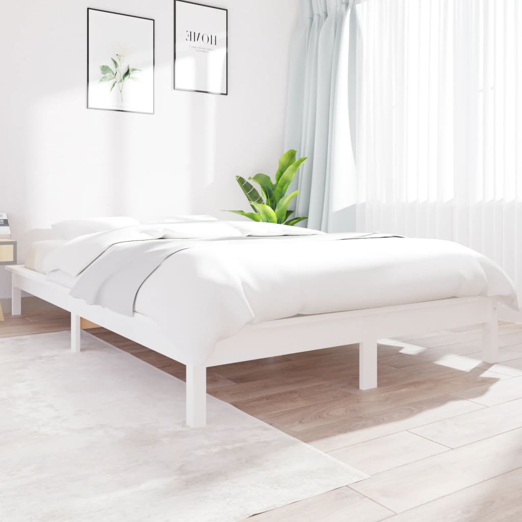 Solid Wood Bed White 140 X 200 Cm Pine